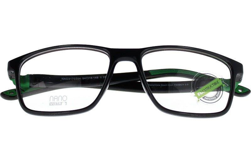 Gafas Graduadas Nanovista Fanboy 3.0 NAO3170354 Negro Cristal Verde 54 16