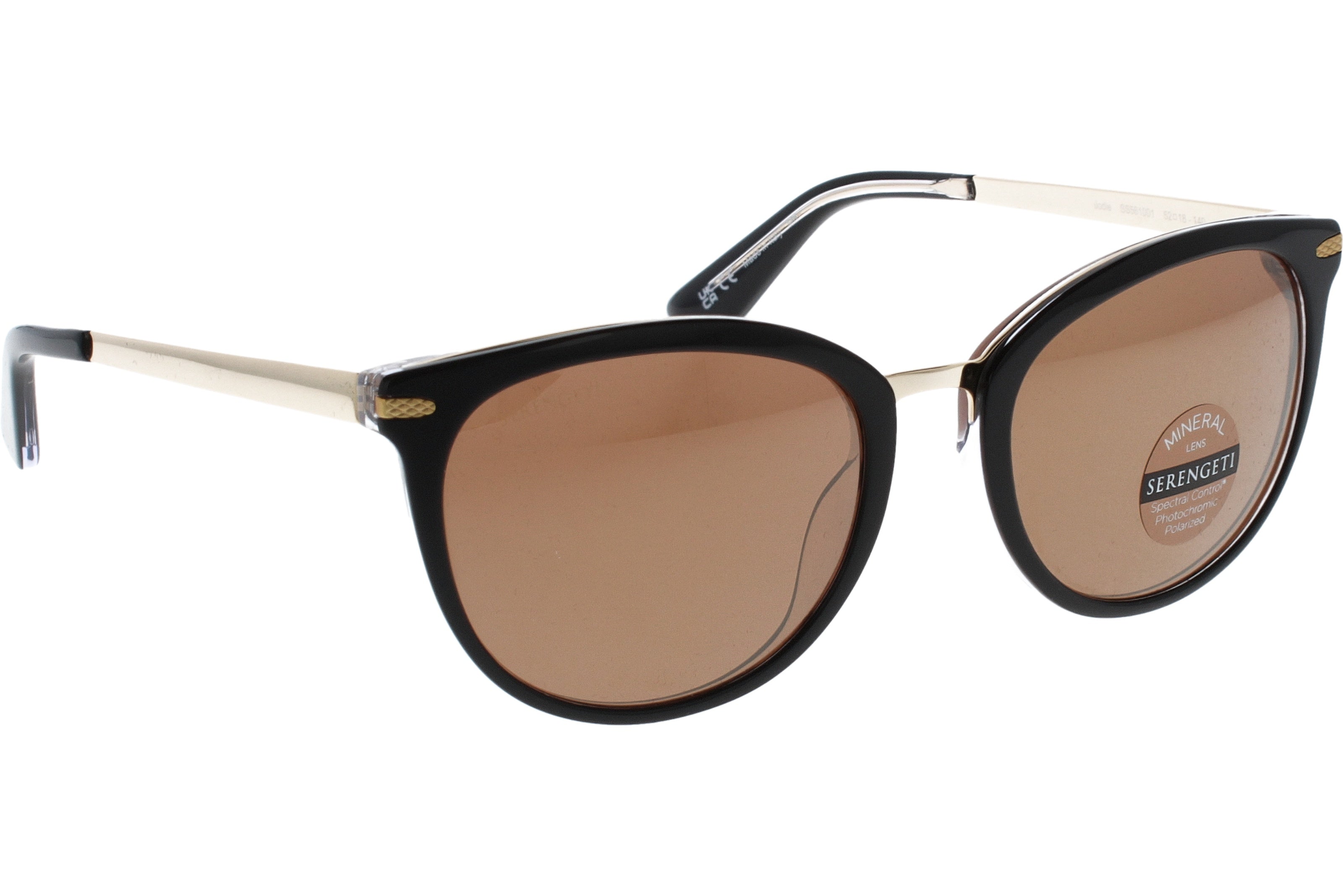 Gafas de Sol Serengeti Jodie 561001 Shiny Black Transparent Inside 52 18