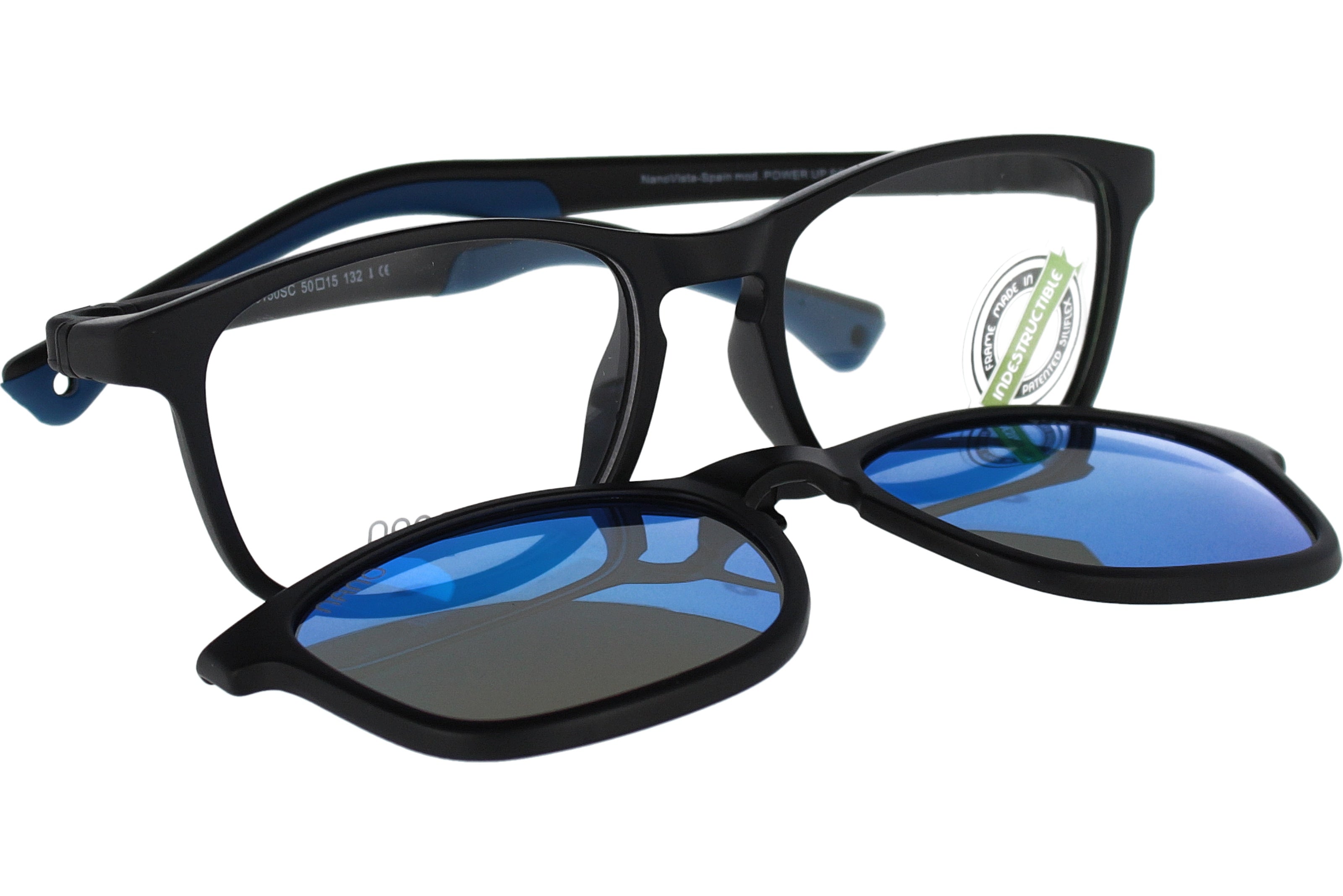 Gafas Graduadas Nanovista Power Up Clic 3.0 NAO3080150SC Negro Mate-Azul 50 15