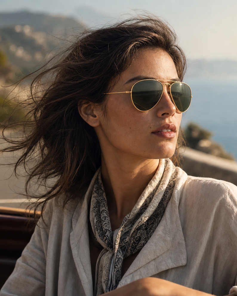 Campaña Ray-Ban Aviator con gafas de sol aviador