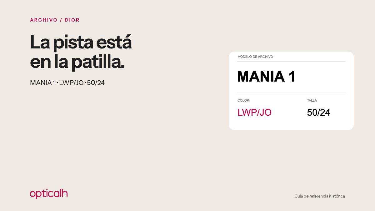 Guía gráfica de referencia: Dior Mania 1: la pista está en los números de la patilla