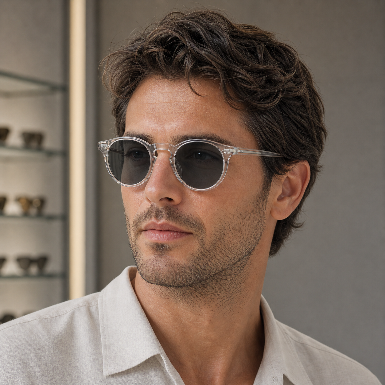 Gafas de Sol Oliver Peoples Gregory Peck OV5217S 1101R8 50 23 sobre modelo - OpticalH