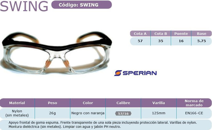 Korrektionsbrillen Sperian Swing Negro Con Naranja 57 16 — vista 5