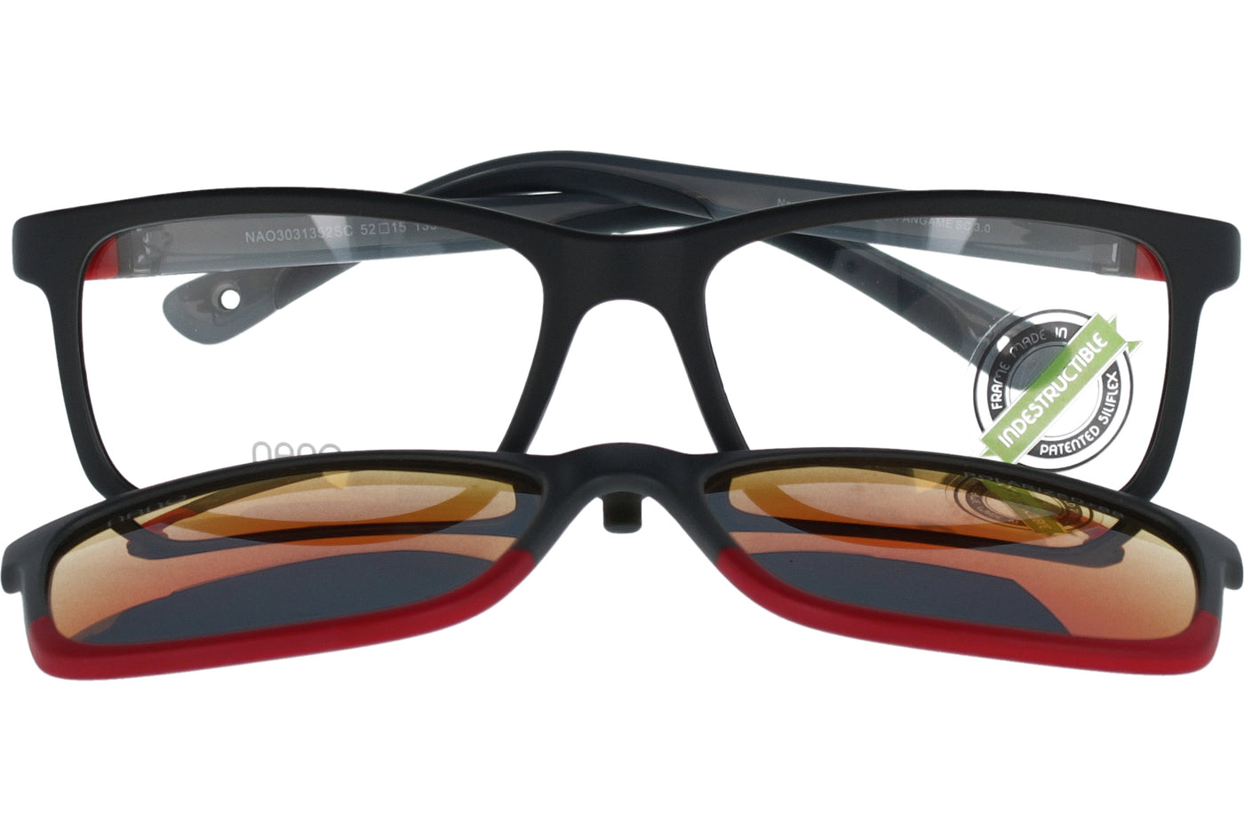 Gafas Graduadas Nanovista Fangame Clic 3.0 NAO3031352SC Bicolor Gris Mate Gris Rojo 52 15
