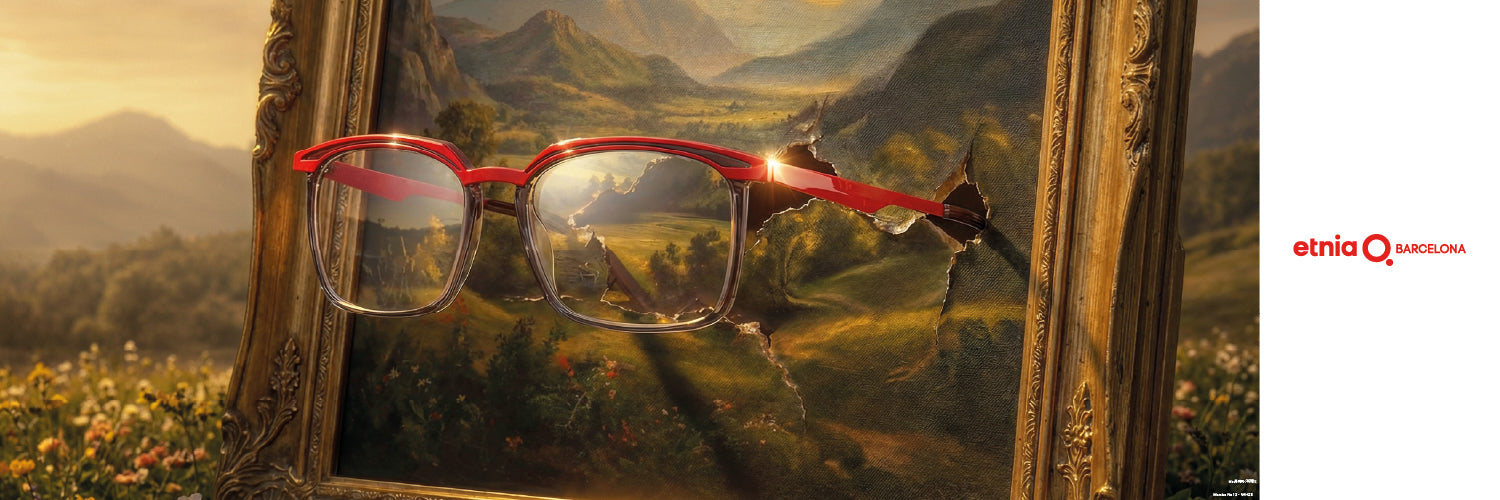 Gafas Etnia Barcelona rojas en una obra de arte