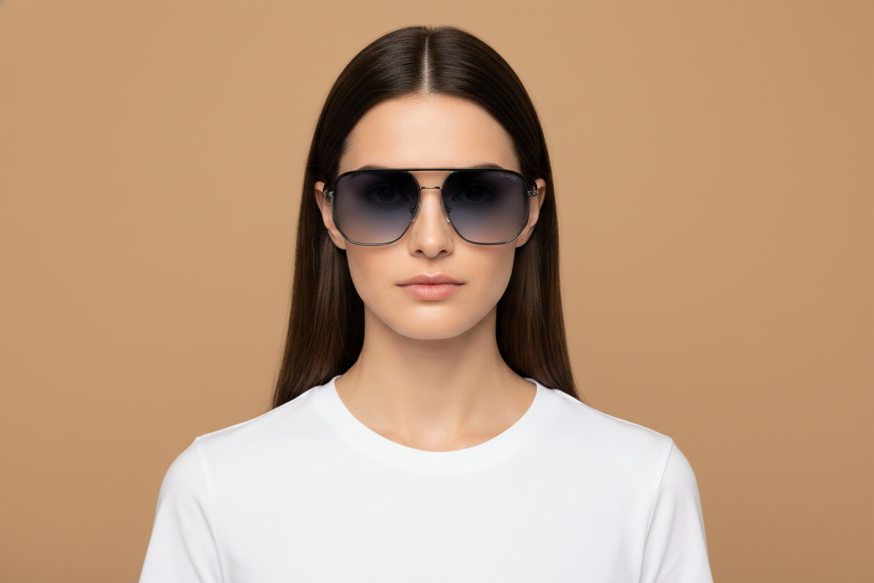 Modelo femenino llevando Gafas de Sol Carrera CA304/S V8408 59 15