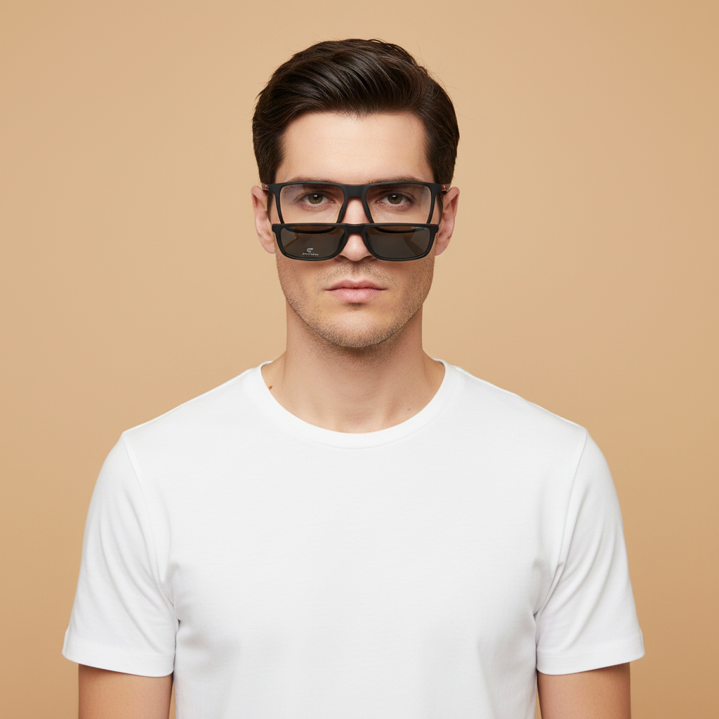 Modelo masculino llevando Gafas Graduadas Carrera CA4020 BLX 56 16
