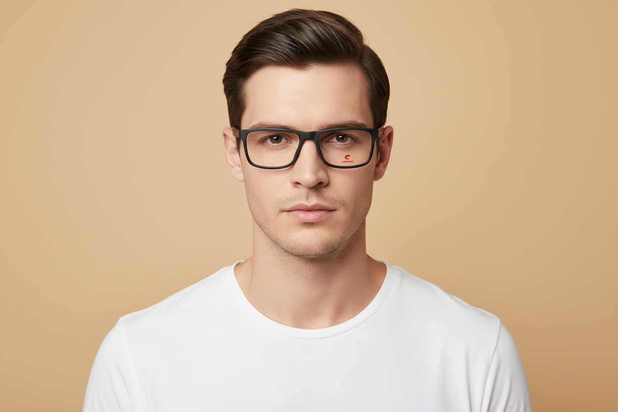 Modelo masculino llevando Gafas Graduadas Carrera CA8885 BLX 56 17