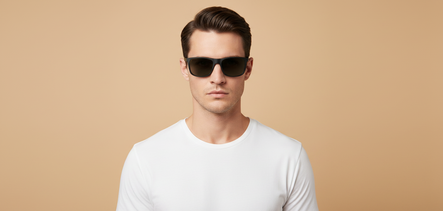 Male model wearing Sunglasses Emporio Armani EA4129 504287 56 19