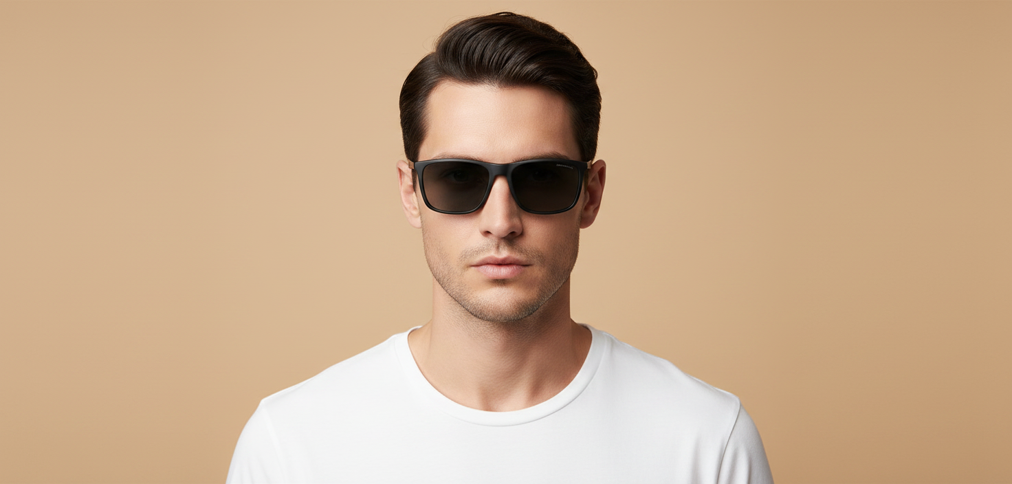 Modelo masculino llevando Gafas de Sol Emporio Armani EA4150 506387 59 18