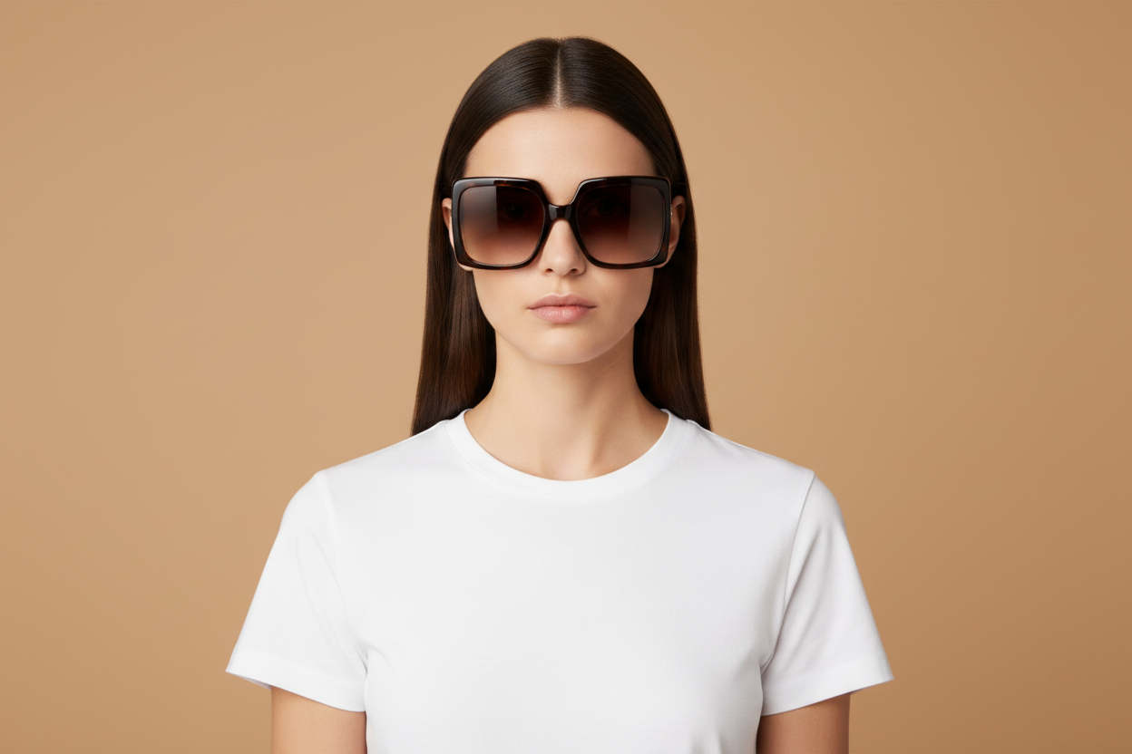 Modelo femenino llevando Gafas de Sol Gucci GG0876 002 60 20