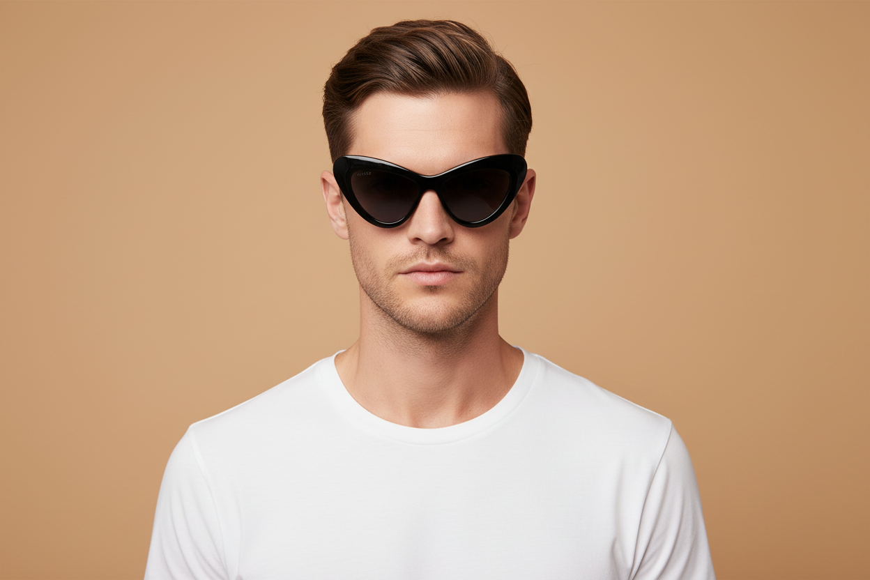 Männliches Modell trägt Sonnenbrillen Gucci GG0895 001 54 15