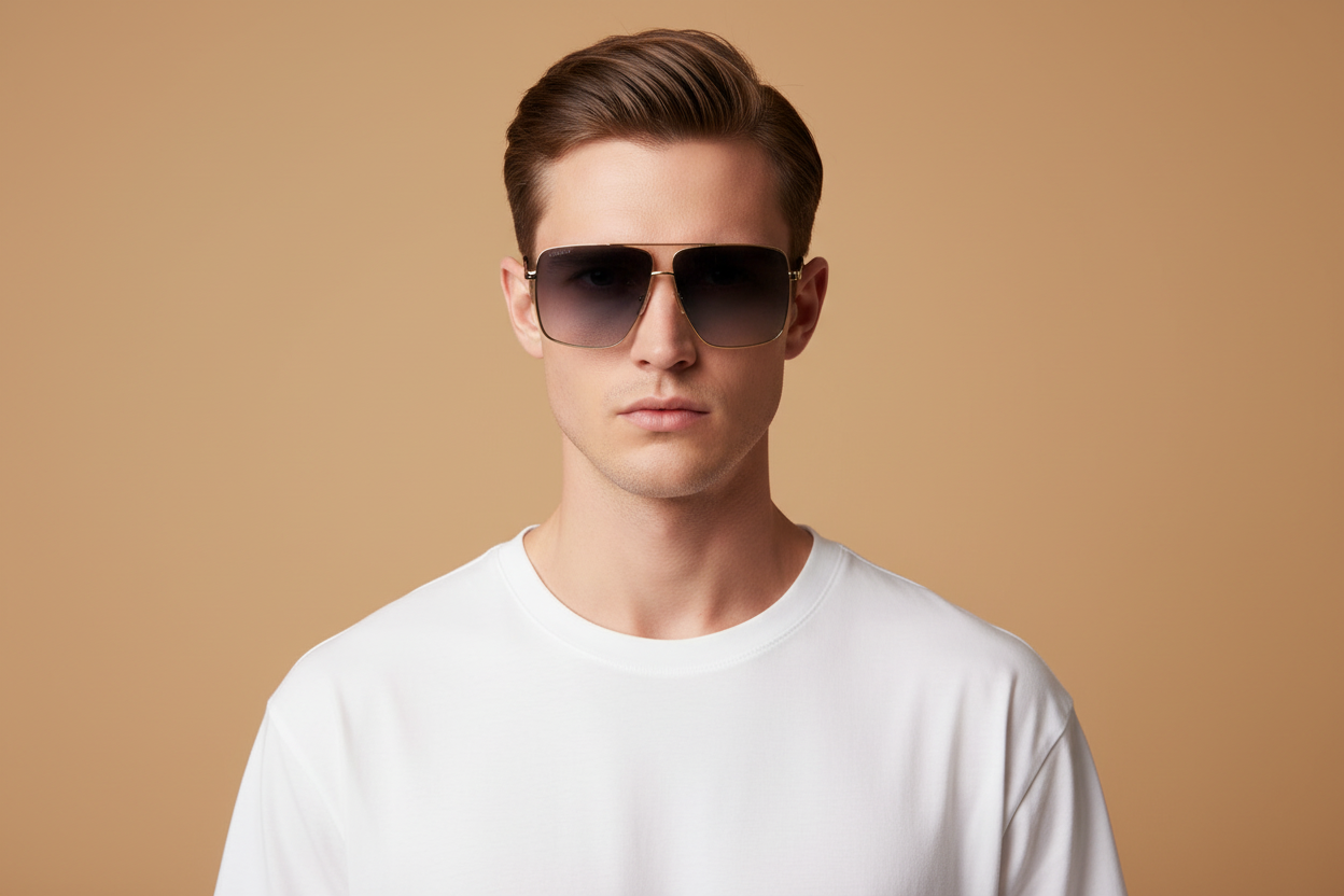 Мужская модель в Солнцезащитные очки Gucci GG1087 001 63 10