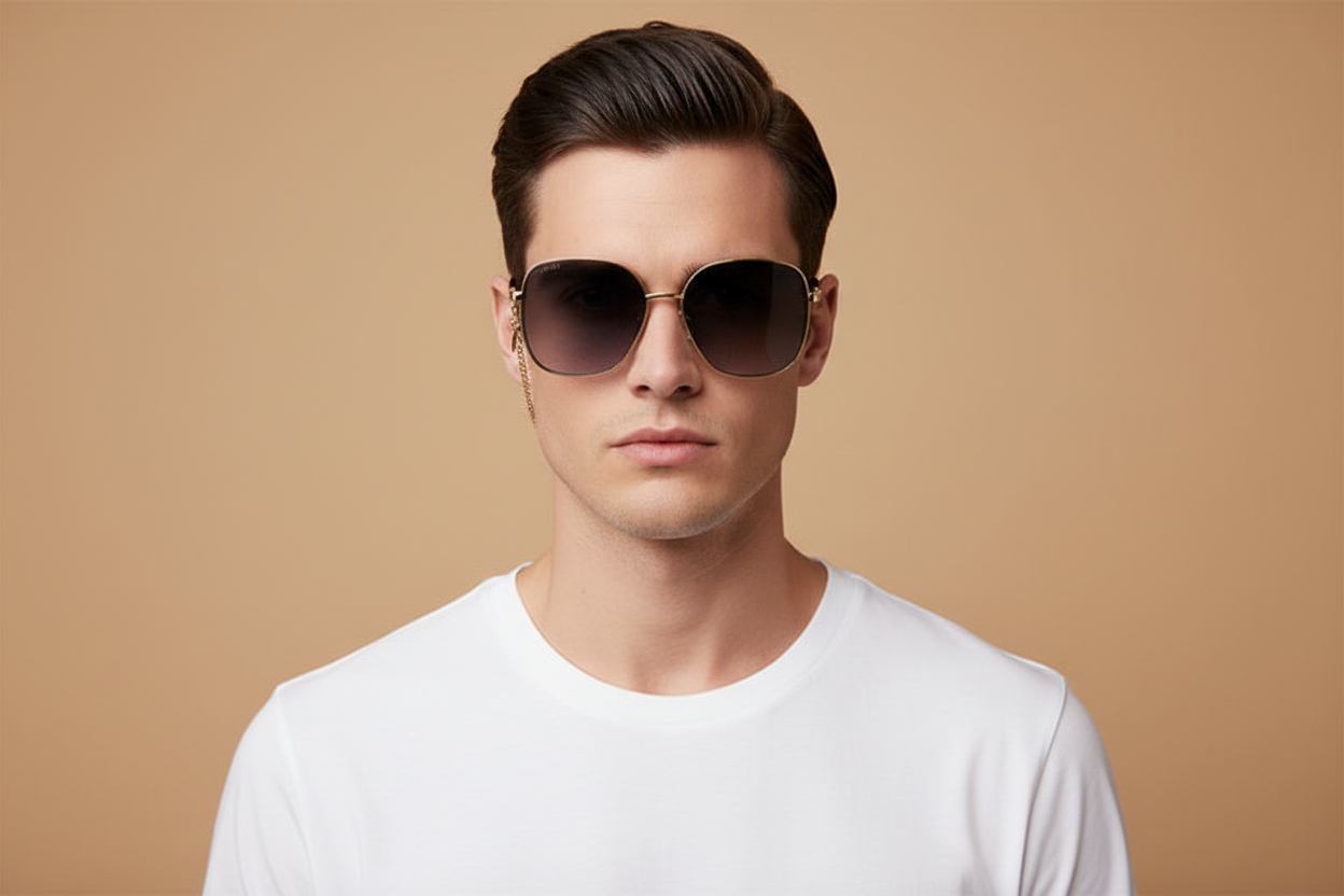 Мужская модель в Солнцезащитные очки Gucci GG1089A 001 61 15