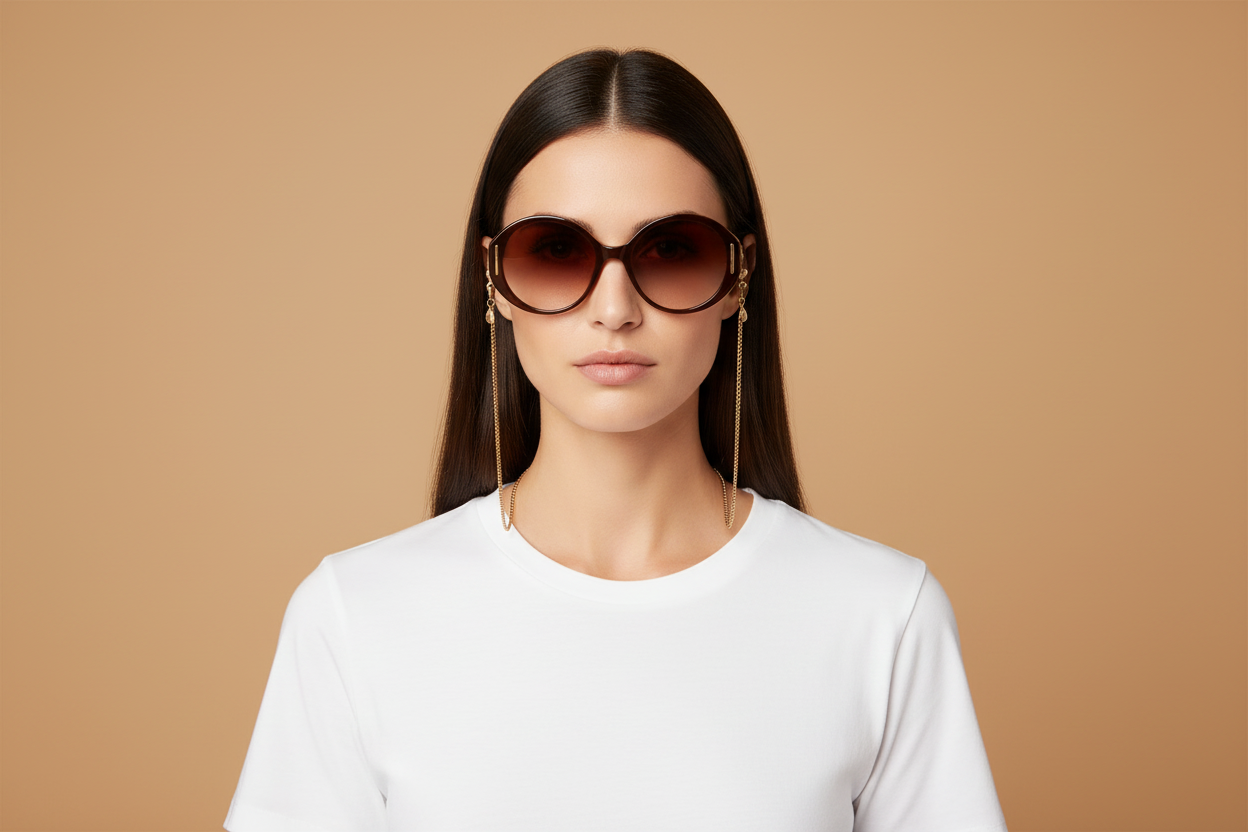 Female model wearing Sunglasses Gucci GG1202 004 57 19