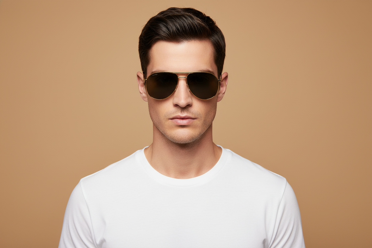 Male model wearing Sunglasses Gucci GG1220 001 59 14