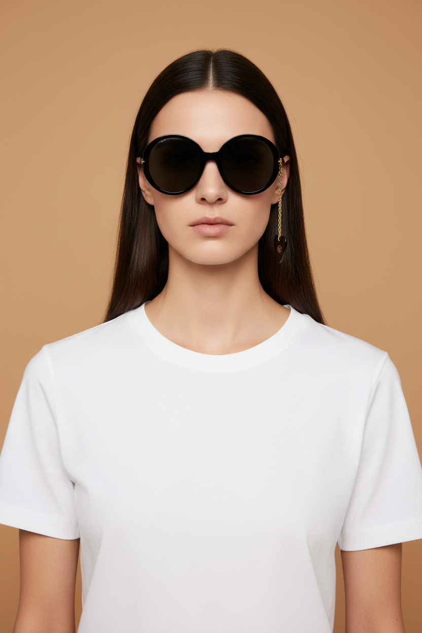 Modelo femenino llevando Gafas de Sol Gucci GG0726 001 56 23