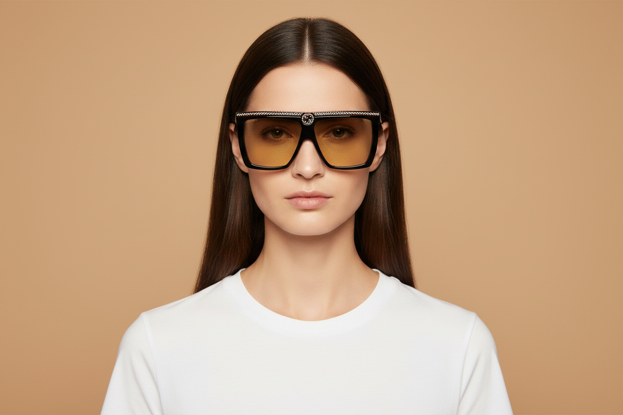 Женская модель в Солнцезащитные очки Gucci GG0733 005 62 12