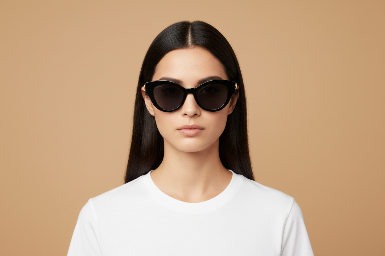 Female model wearing Sunglasses Gucci GG0957 002 51 19