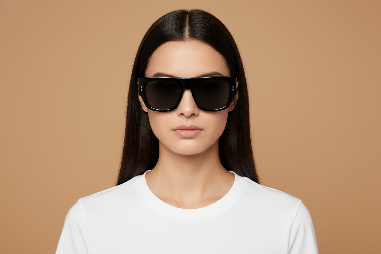 Modelo femenino llevando Gafas de Sol Gucci GG1262 001 54 20