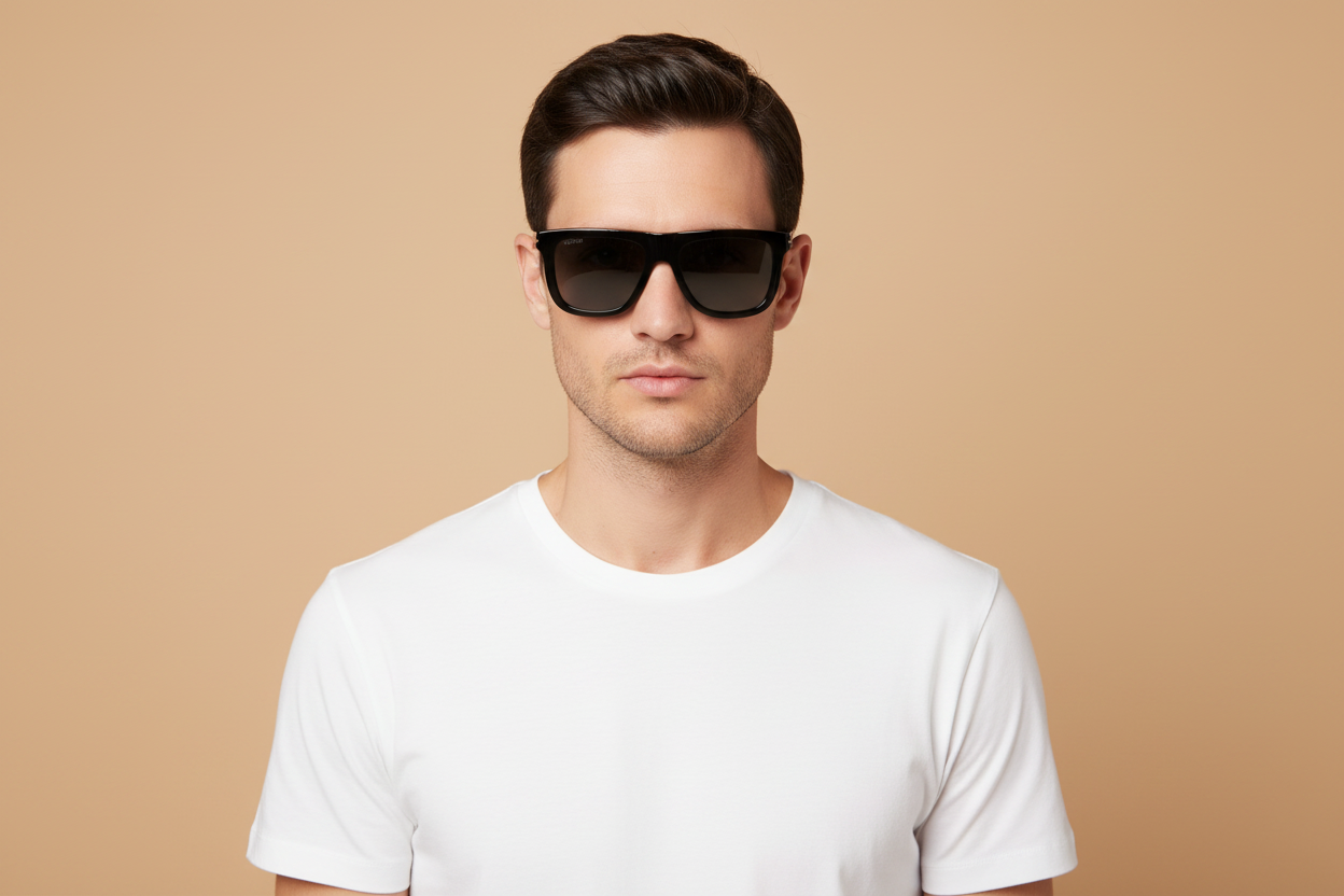 Мужская модель в Солнцезащитные очки Gucci GG1502 001 54 18