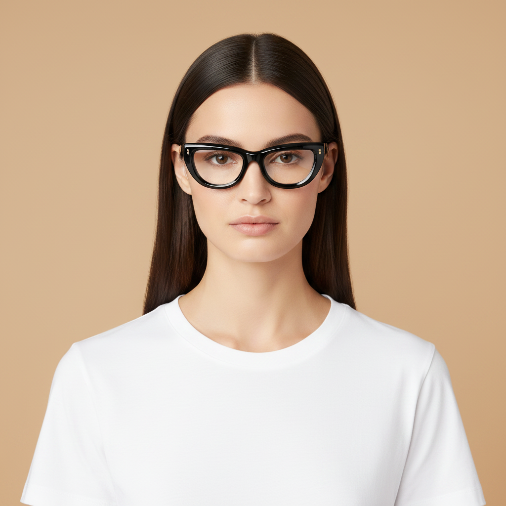 Modelo femenino llevando Gafas Graduadas Gucci GG1521O 001 51 20