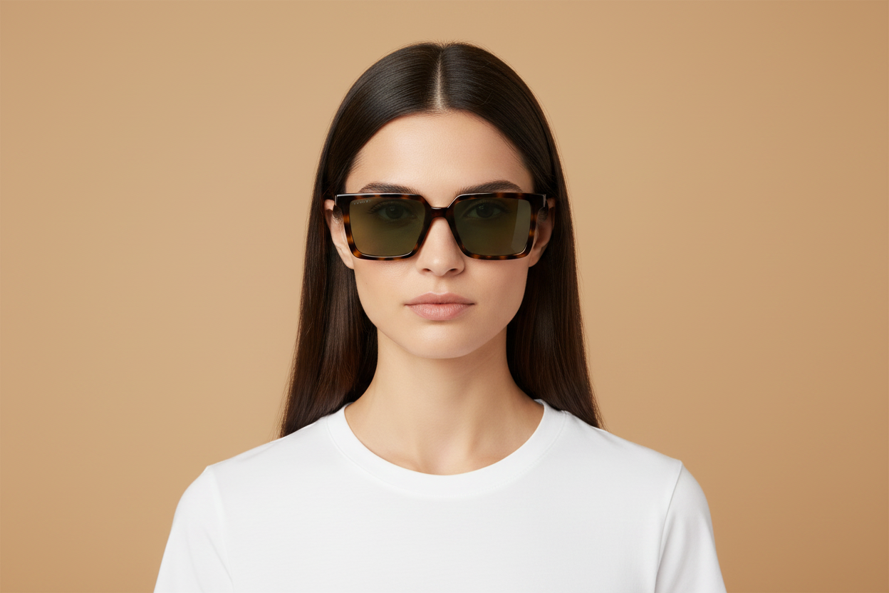 Modelo femenino llevando Gafas de Sol Gucci GG1540 002 55 18