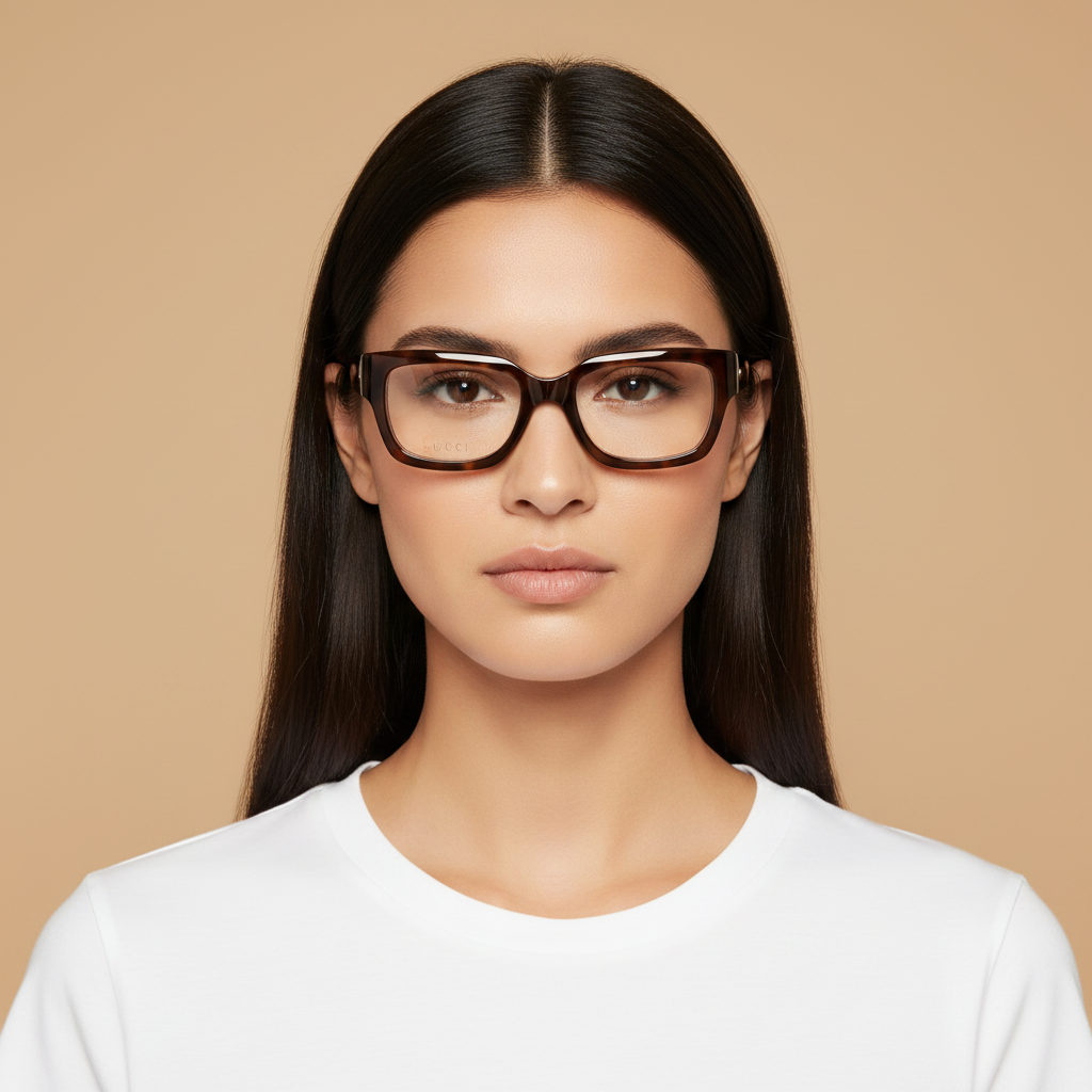 Modelo femenino llevando Gafas Graduadas Gucci GG1666 007 53 20