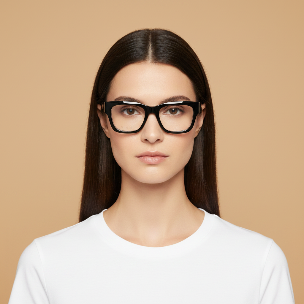 Modelo femenino llevando Gafas Graduadas Gucci GG1669 010 52 19