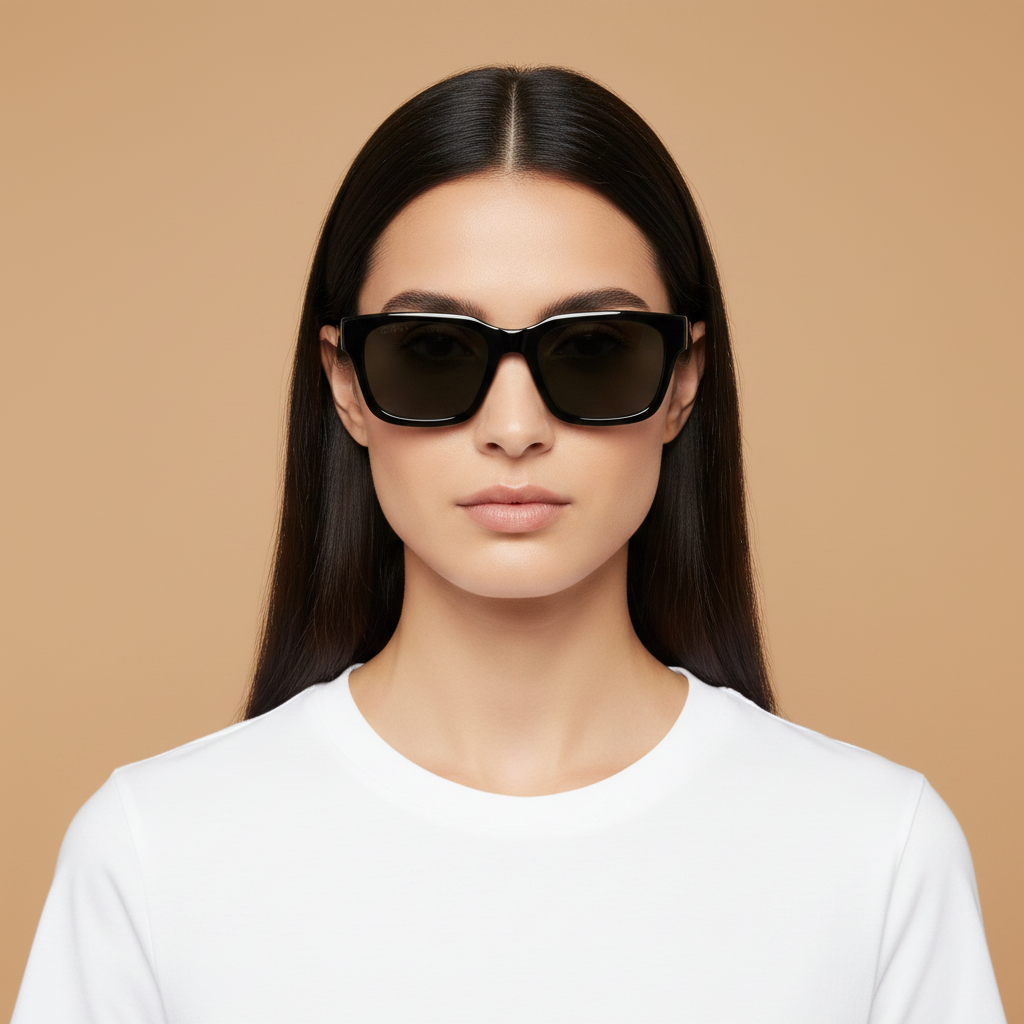 Modelo femenino llevando Gafas de Sol Gucci GG1857 001 55 20