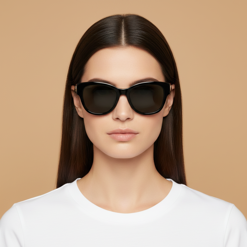 Modelo femenino llevando Gafas de Sol Gucci GG1866K 001 56 19