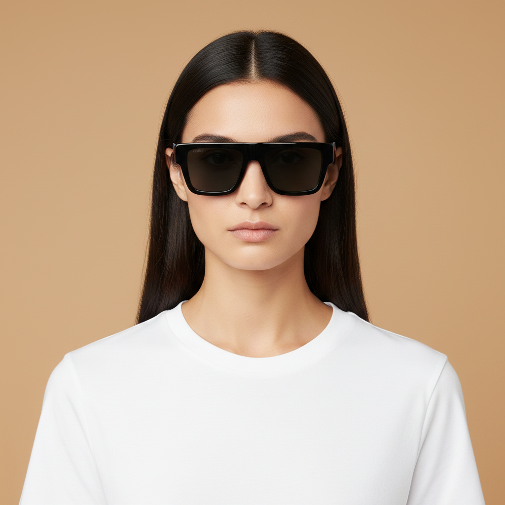 Modelo femenino llevando Gafas de Sol Gucci GG1868 001 53 19