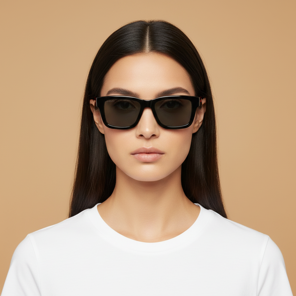 Modelo femenino llevando Gafas de Sol Gucci GG1869 001 53 18