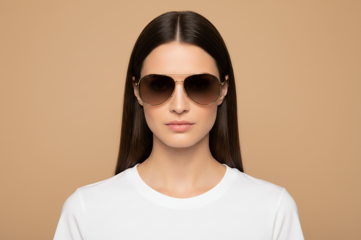 Modelo femenino llevando Gafas de Sol Jimmy Choo Devan 06JHA 59 13