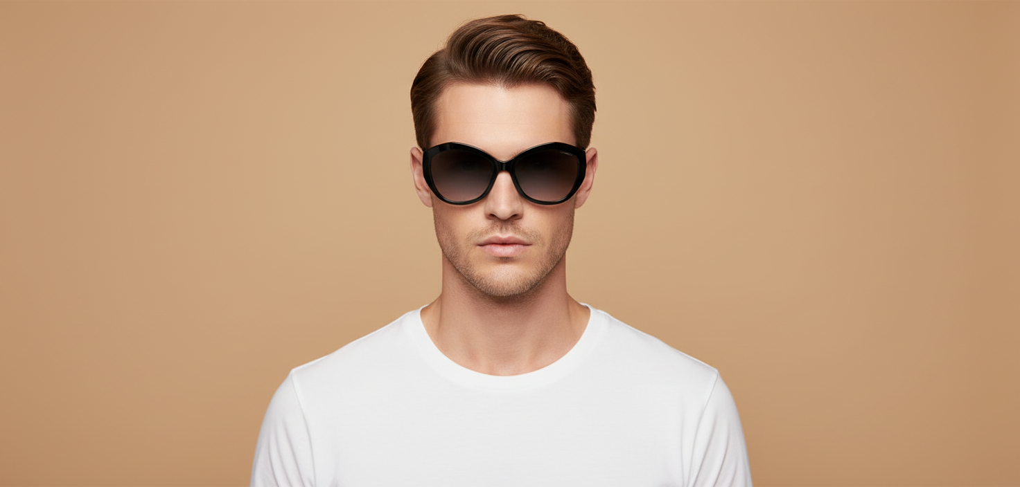 Modelo masculino llevando Gafas de Sol Jimmy Choo Diamond JC5013U 50008G 55 17