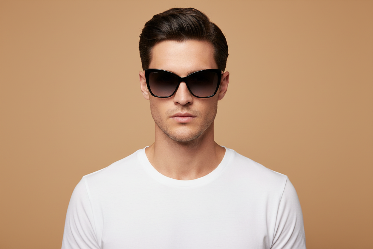 Modelo masculino llevando Gafas de Sol Jimmy Choo Seba 8079O 58 15