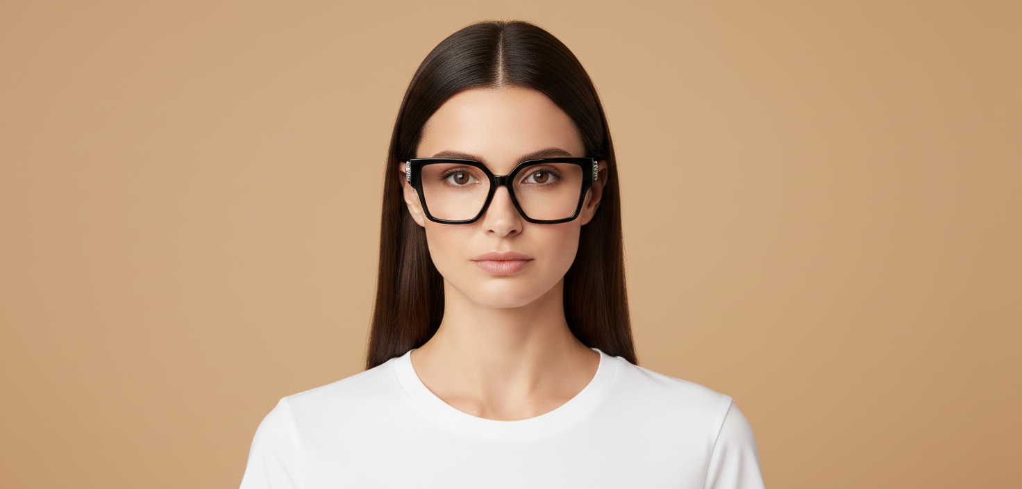 Modelo femenino llevando Gafas Graduadas Jimmy Choo JC3032B 5000 55 16