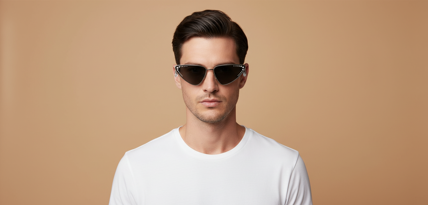Modelo masculino llevando Gafas de Sol Jimmy Choo JC4001B 300487 63 15