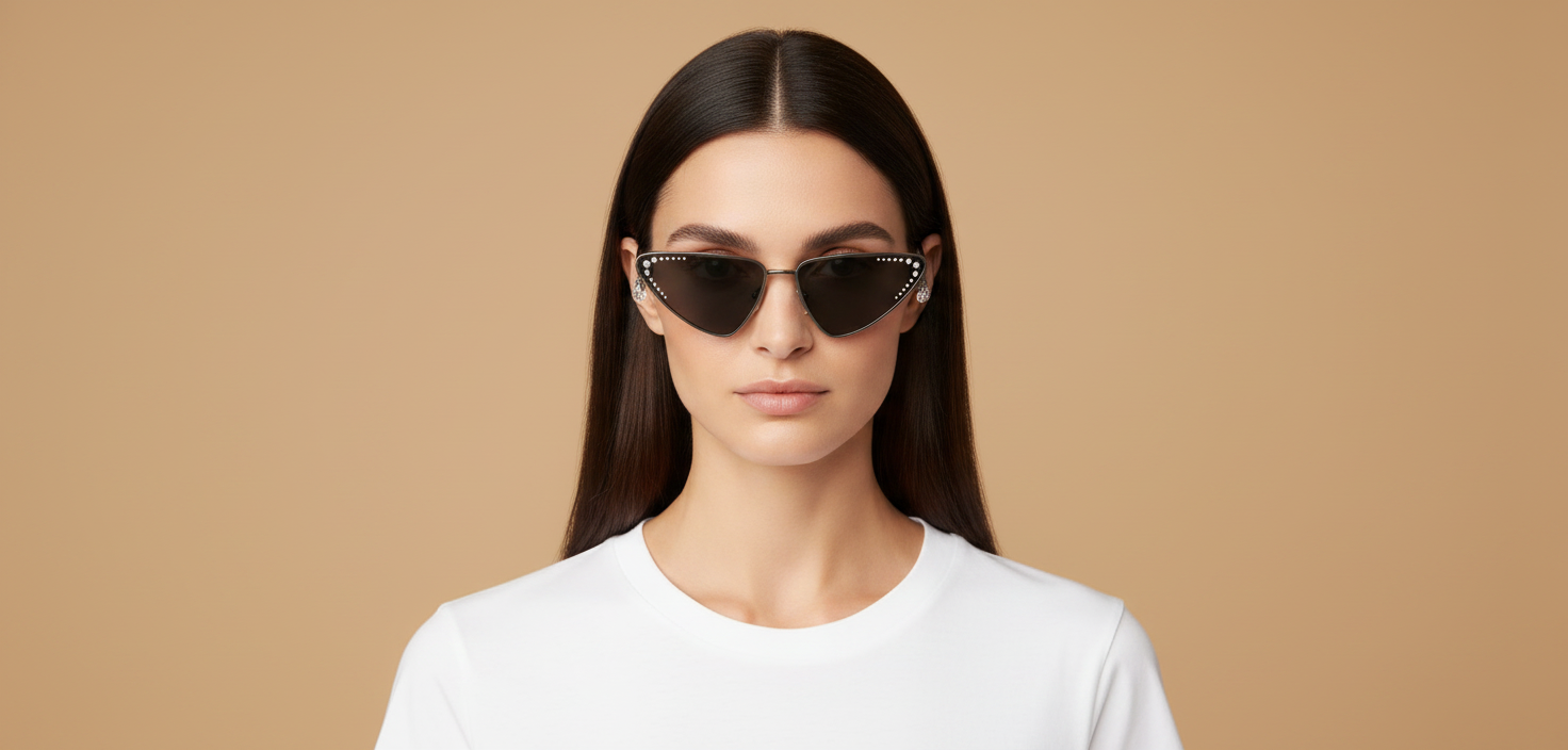 Modelo femenino llevando Gafas de Sol Jimmy Choo JC4001B 300487 63 15