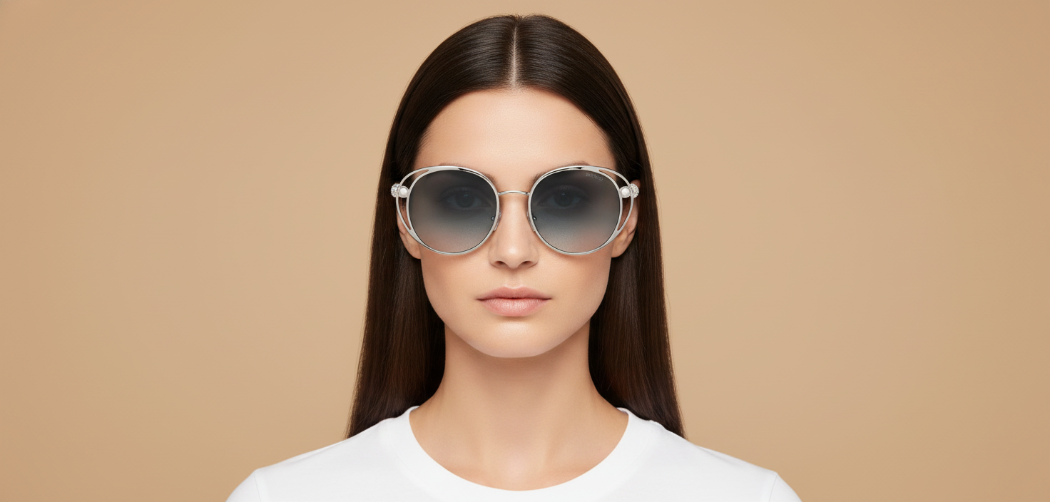 Modelo femenino llevando Gafas de Sol Jimmy Choo JC4003HB 300219 53 18