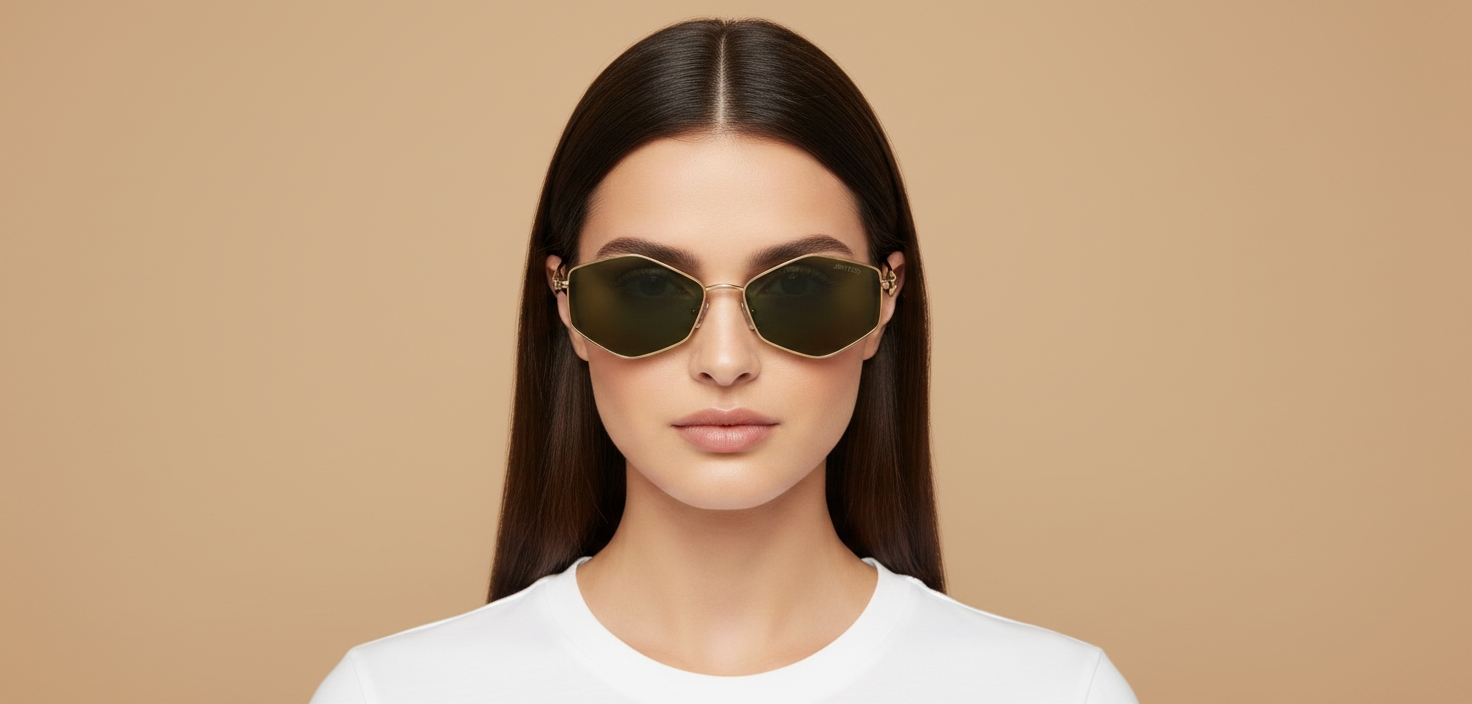 Modelo femenino llevando Gafas de Sol Jimmy Choo JC4017 302371 55 16