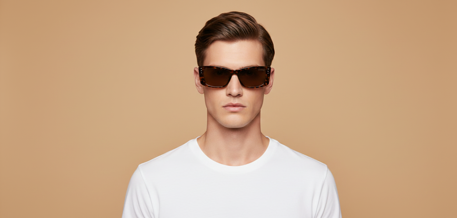 Modelo masculino llevando Gafas de Sol Jimmy Choo JC5002U 500273 55 16