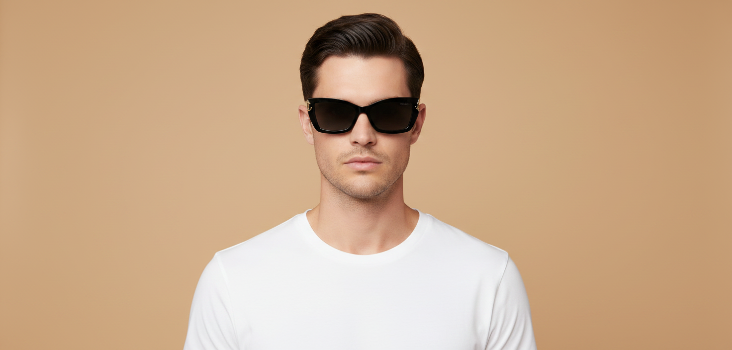 Modelo masculino llevando Gafas de Sol Jimmy Choo JC5011U 500087 55 17