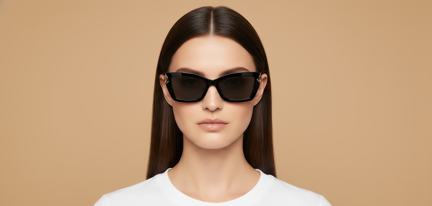 Modelo femenino llevando Gafas de Sol Jimmy Choo JC5011U 500087 55 17
