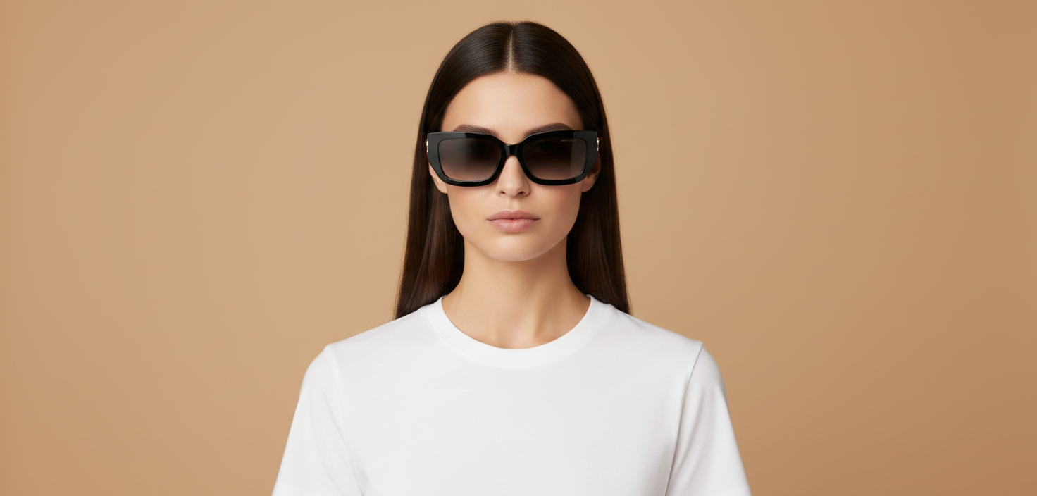 Modelo femenino llevando Gafas de Sol Jimmy Choo Avenue JC5017 50008G 55 17