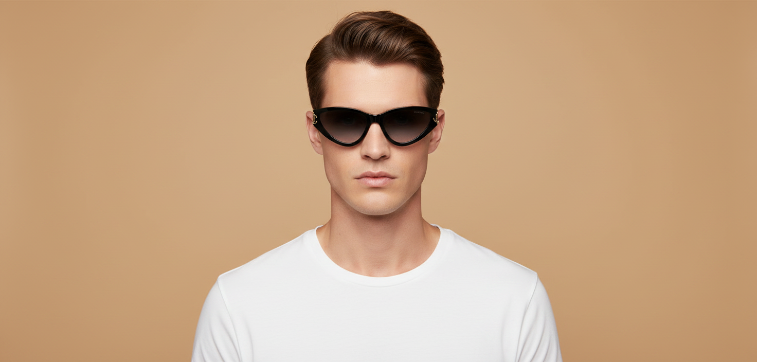 Modelo masculino llevando Gafas de Sol Jimmy Choo JC5019 50008G 55 16