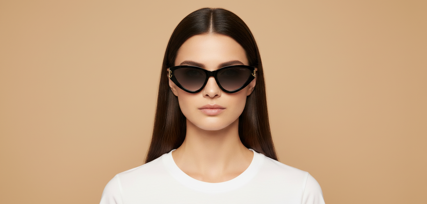Modelo femenino llevando Gafas de Sol Jimmy Choo JC5019 50008G 55 16