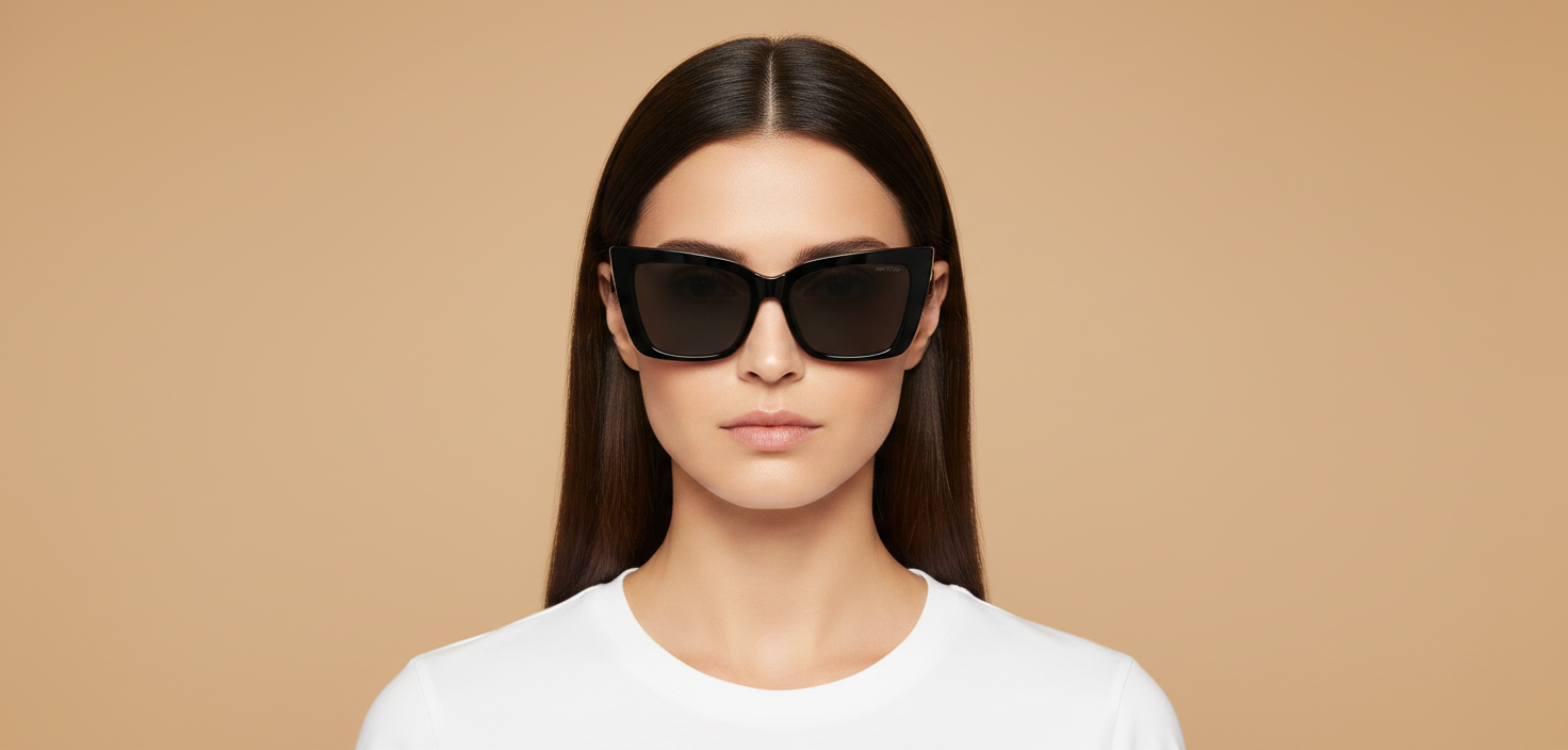 Modelo femenino llevando Gafas de Sol Jimmy Choo JC5041 500087 54 17