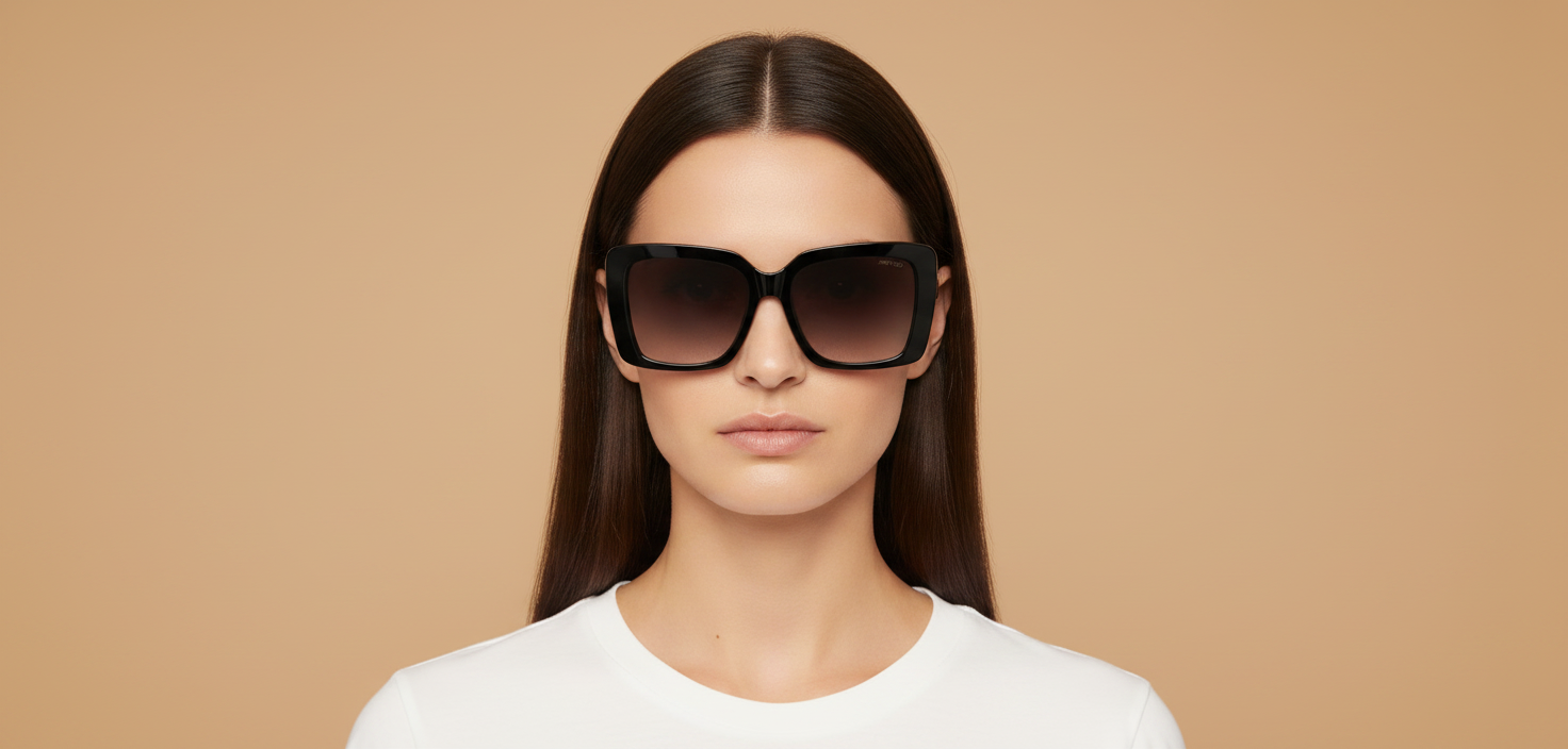 Modelo femenino llevando Gafas de Sol Jimmy Choo JC5042 50008G 54 17