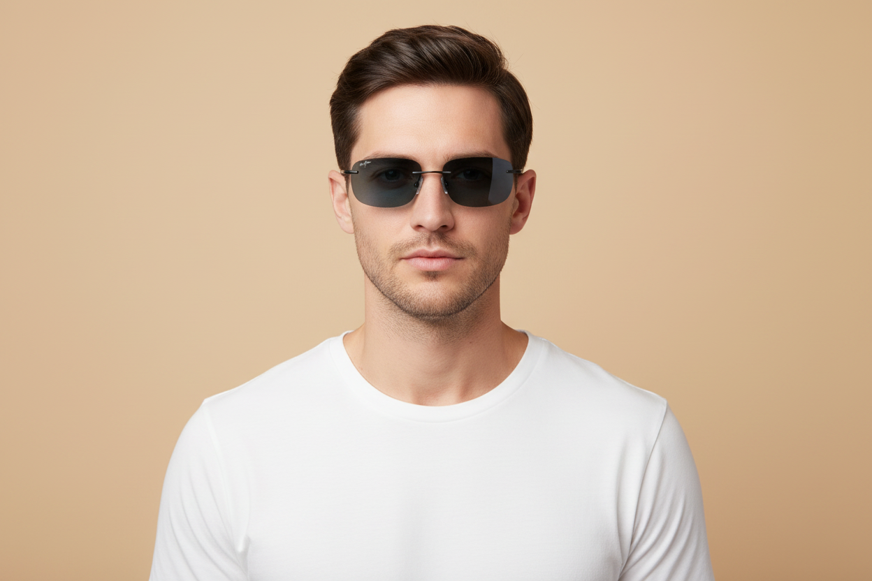 Modelo masculino llevando Gafas de Sol Maui Jim Ohai MJ334 02 59 18